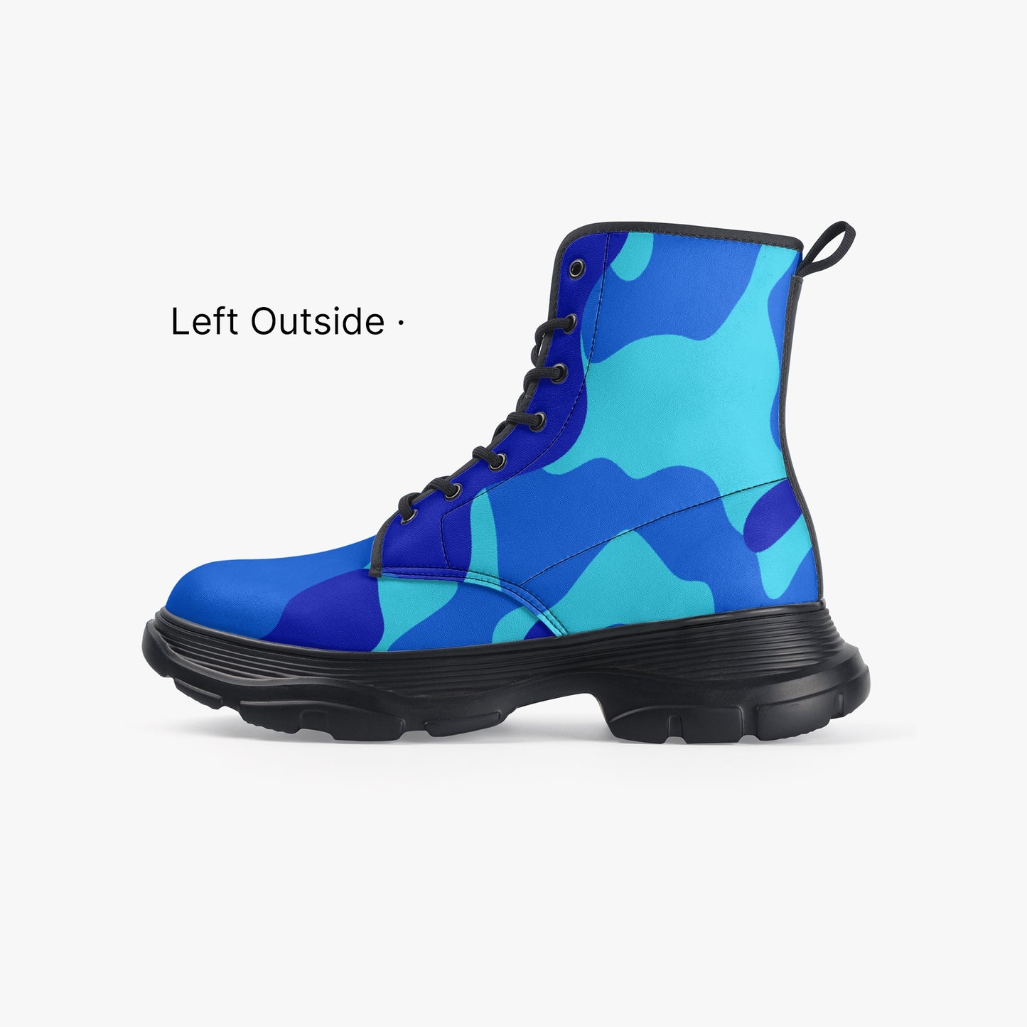 Blaue Camouflage Leather Chunky Boots Boots JLR Design