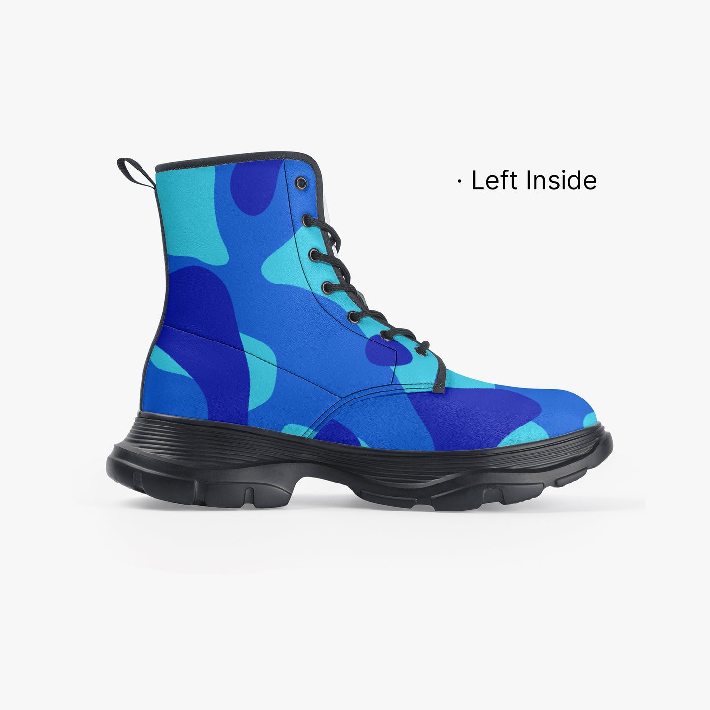 Blaue Camouflage Leather Chunky Boots Boots JLR Design