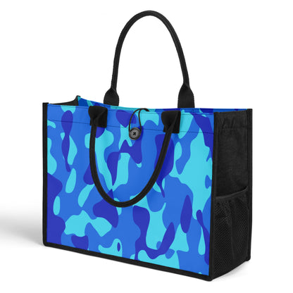 Blaue Camouflage Premium Canvas Shopper Tasche Tragetasche JLR Design