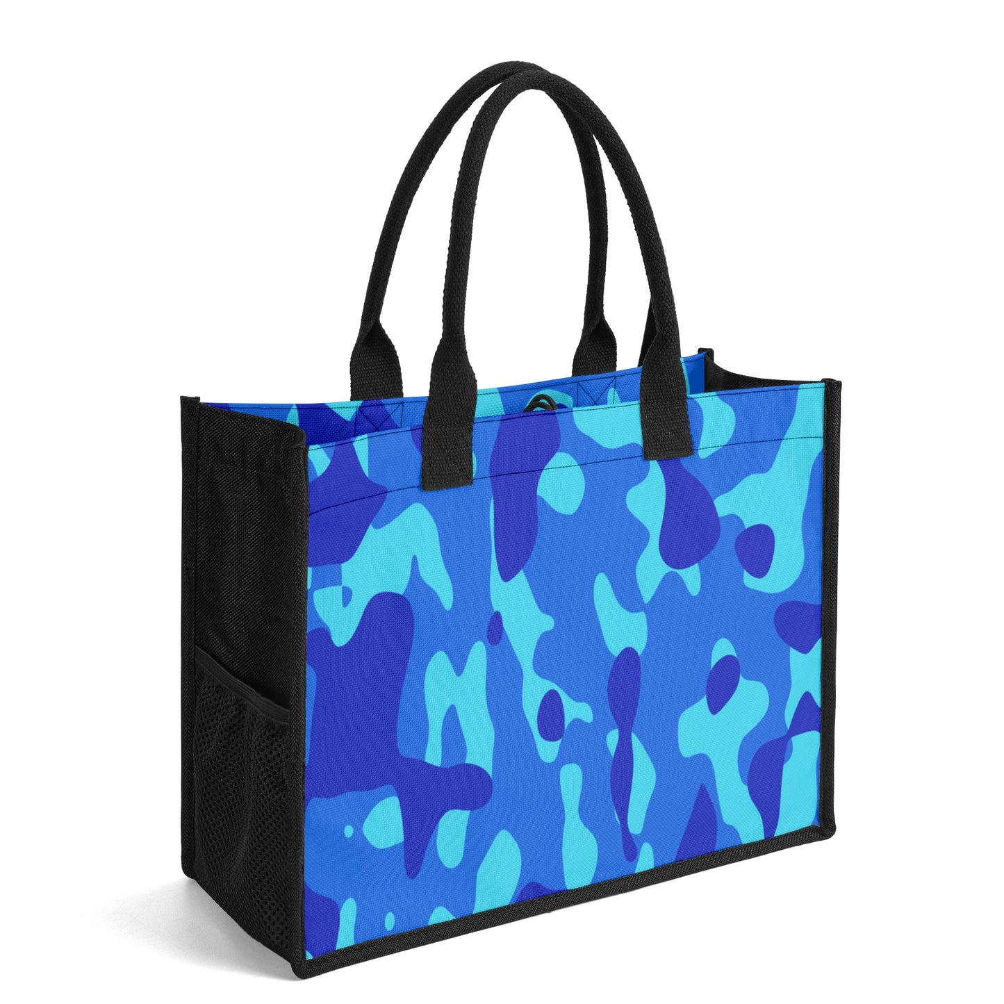 Blaue Camouflage Premium Canvas Shopper Tasche Tragetasche JLR Design