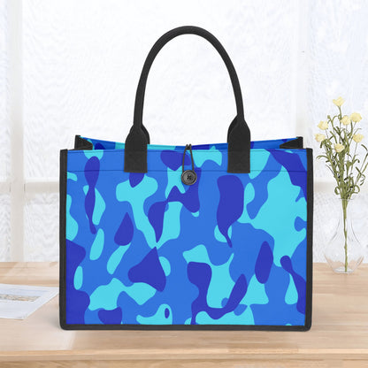 Blaue Camouflage Premium Canvas Shopper Tasche Tragetasche JLR Design