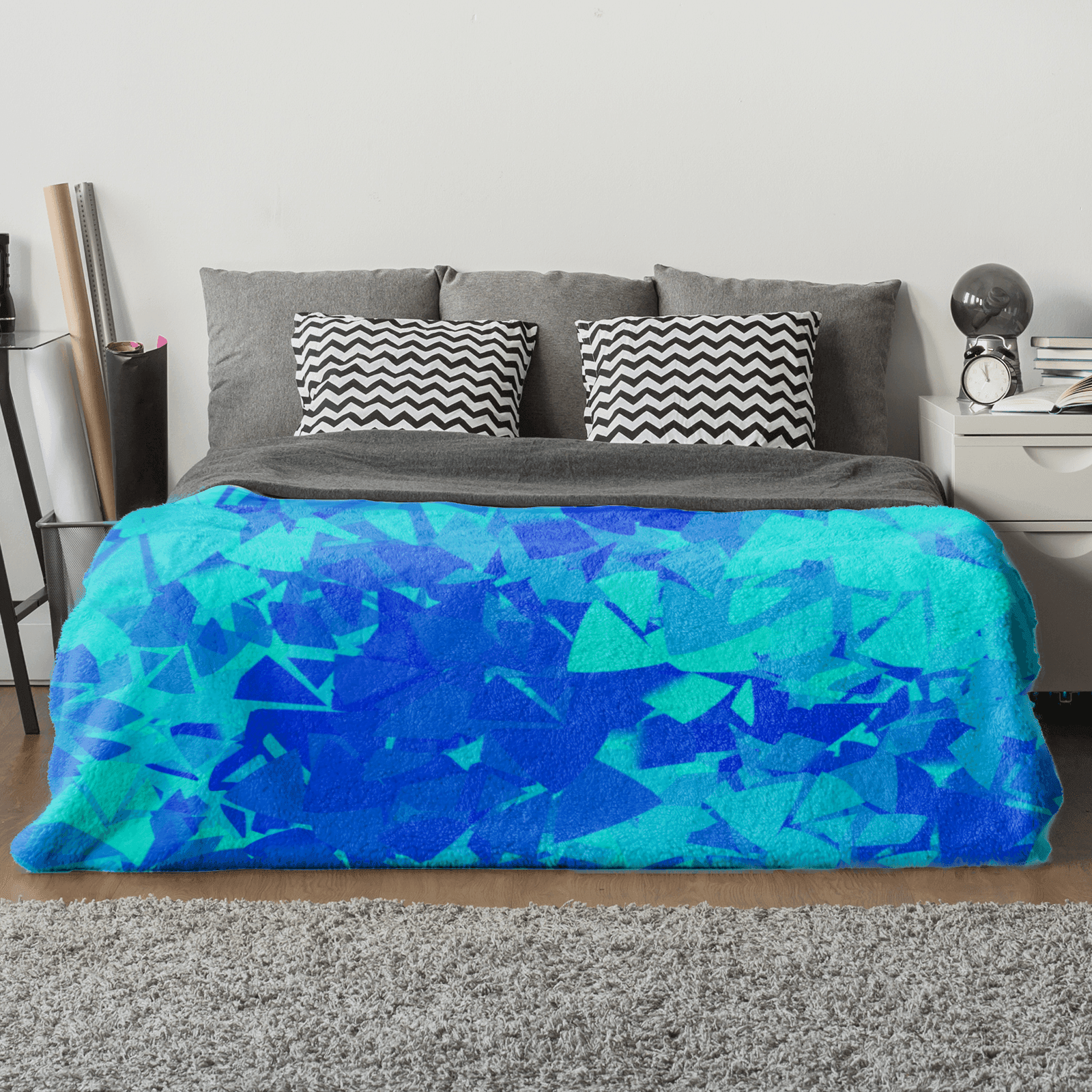 Blaue Kristall Fleece Decke Blanket Basic 41.99 bedruckt, Blanket Basic, blauer, Decke, einseitig, Kristall, kuschelig JLR Design