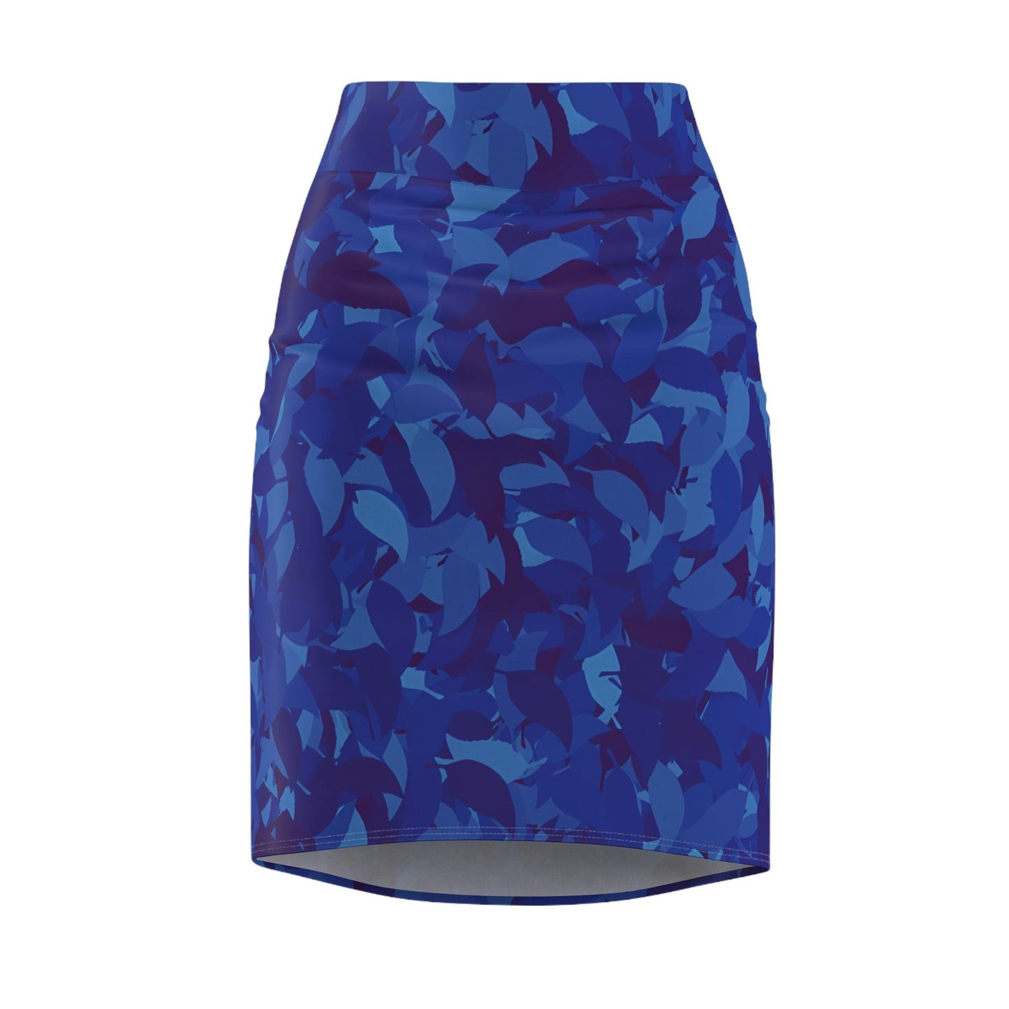 Bleistiftrock mit blauem Blattmuster Bleistiftrock 74.99 All Over Print, AOP, AOP Clothing, Assembled in the USA, Assembled in USA, Blattmuster, Blau, Bleistiftrock, Made in the USA, Made in USA, Skirts & Dresses, Sublimation, Women's Clothing JLR Design