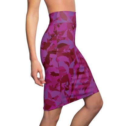 Bleistiftrock mit pinkem Blattmuster Bleistiftrock 74.99 All Over Print, AOP, AOP Clothing, Assembled in the USA, Assembled in USA, Blattmuster, Bleistiftrock, Made in the USA, Made in USA, Skirts & Dresses, Sublimation, Women's Clothing JLR Design