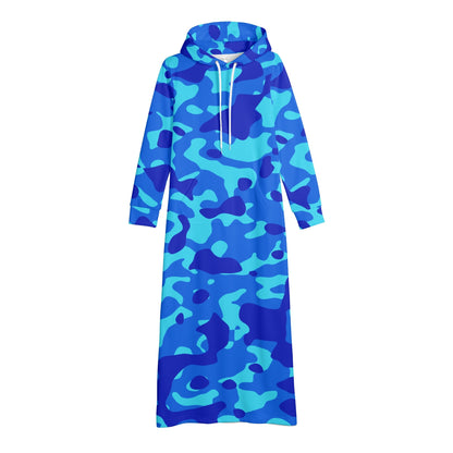 Blue Camouflage bequemes leichtes Hoodie Kleid Hoodiekleid JLR Design