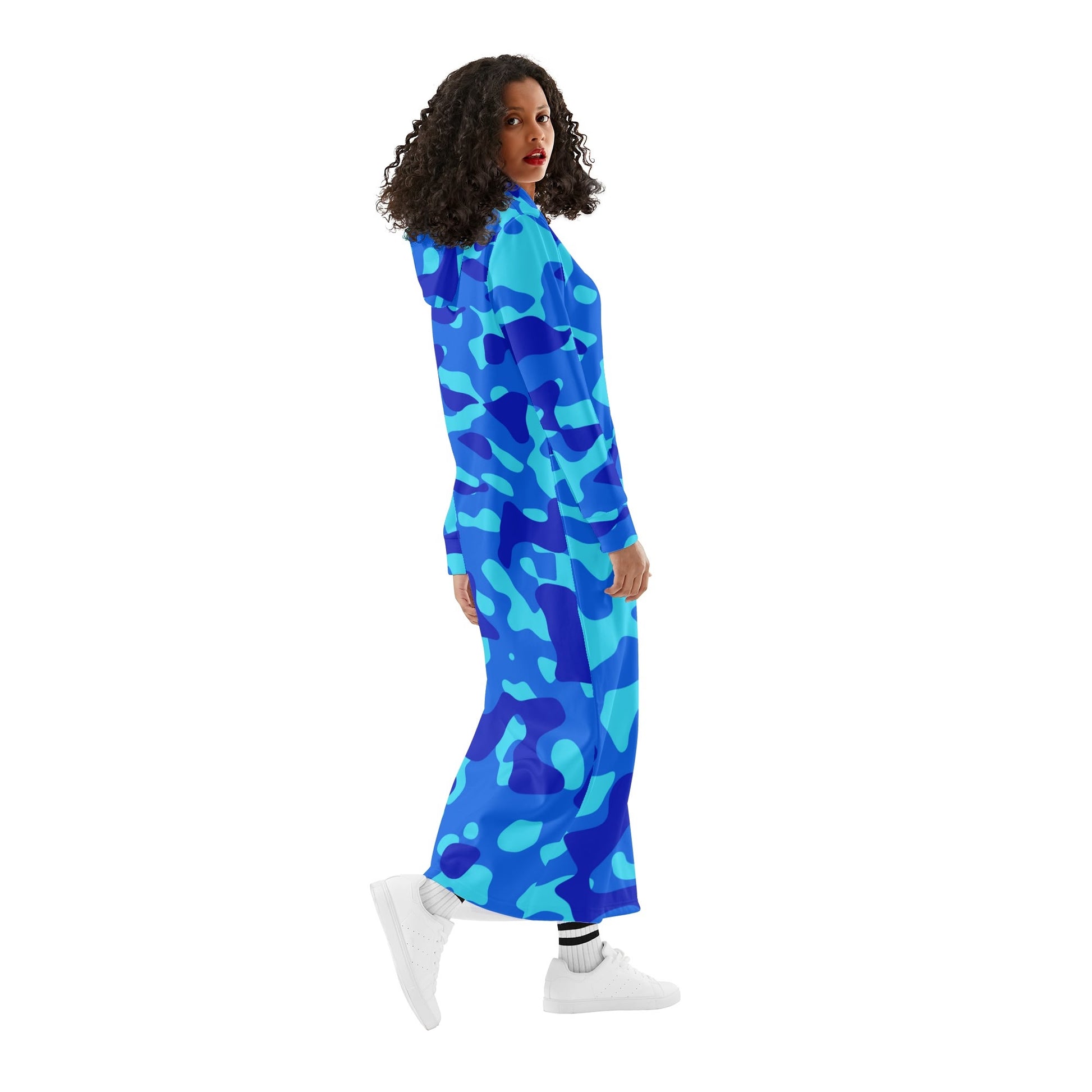 Blue Camouflage bequemes leichtes Hoodie Kleid Hoodiekleid JLR Design