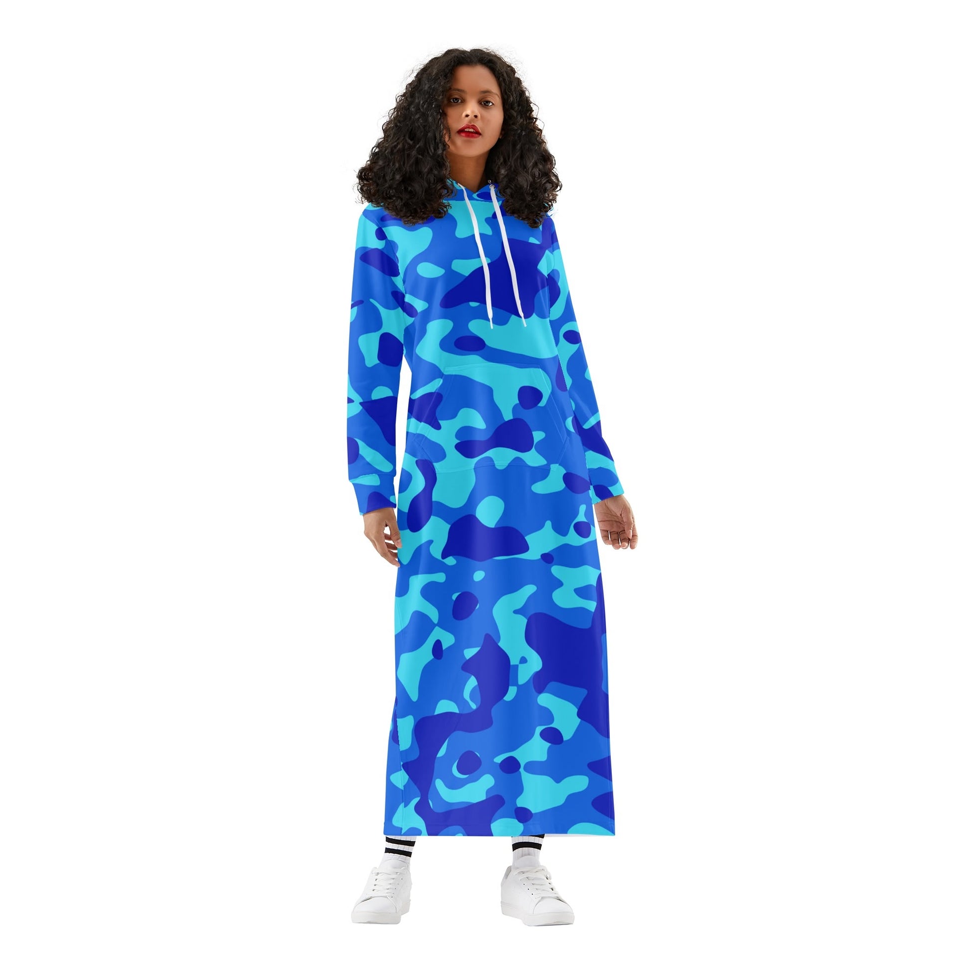 Blue Camouflage bequemes leichtes Hoodie Kleid Hoodiekleid JLR Design