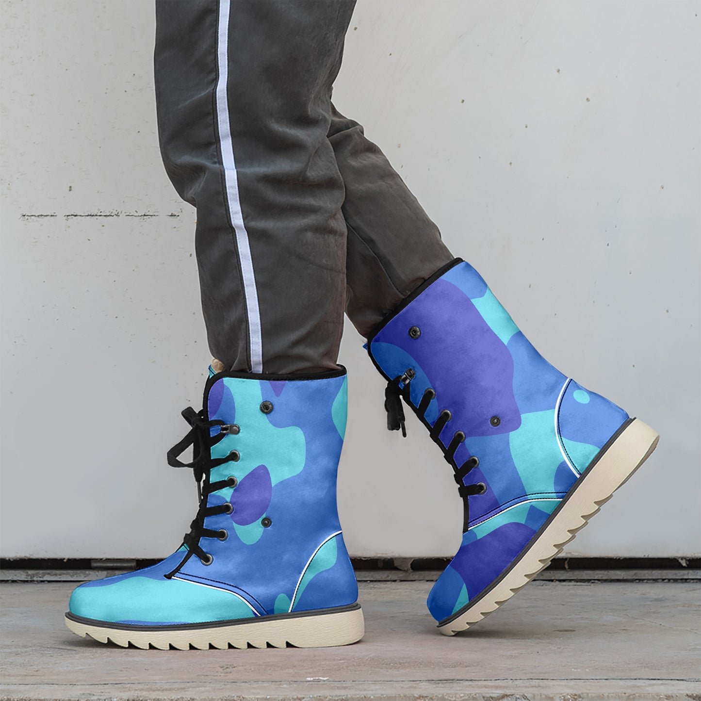 Blue Camouflage Chic Boots mit Plüschfutter Stiefel JLR Design