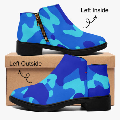 Blue Camouflage elegante Reißverschluss-Stiefeletten Stiefeletten JLR Design