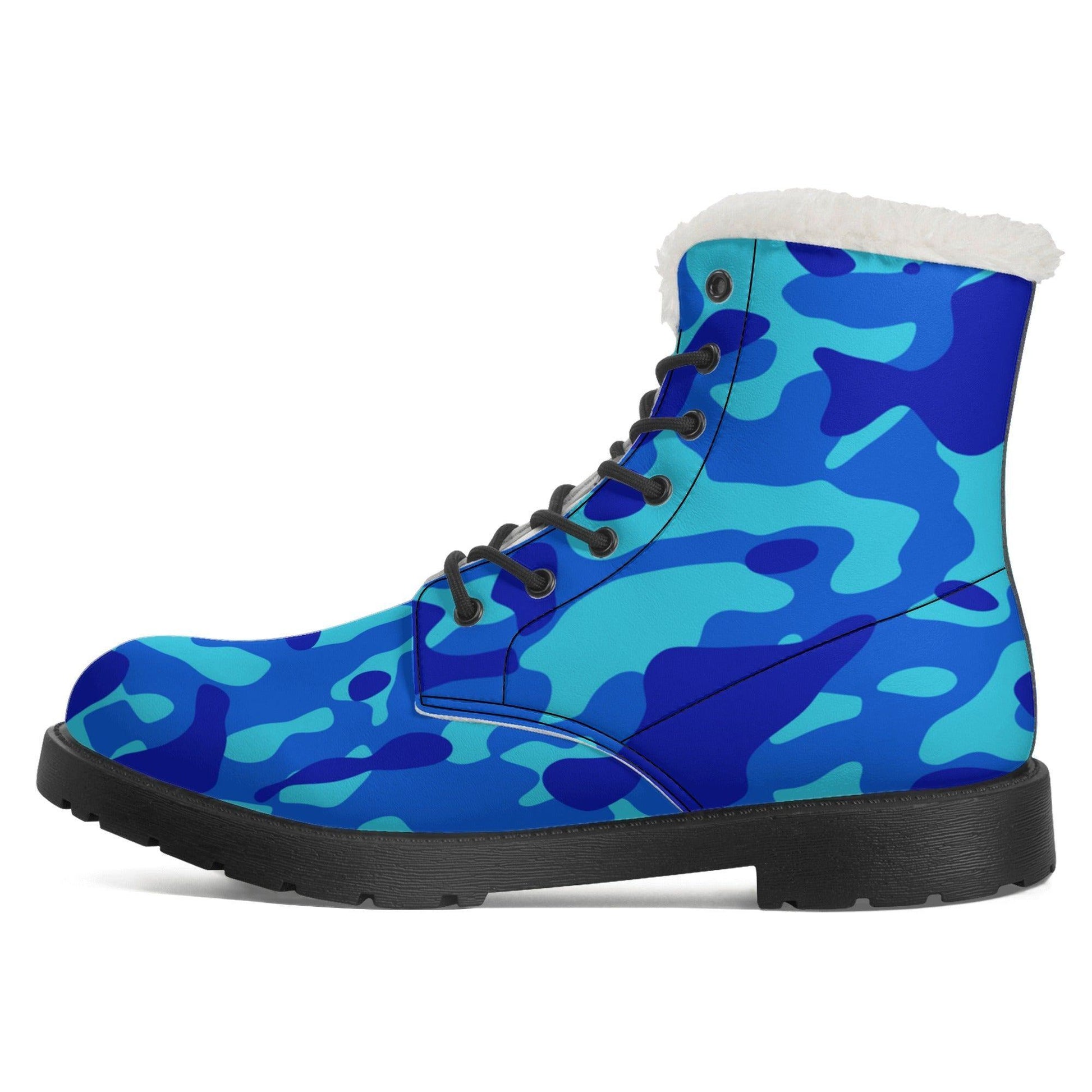 Blue Camouflage Faux Fur Stiefel für Damen Lederstiefel 92.99 Blue, Camouflage, Damen, Faux, Fur, Lederstiefel JLR Design