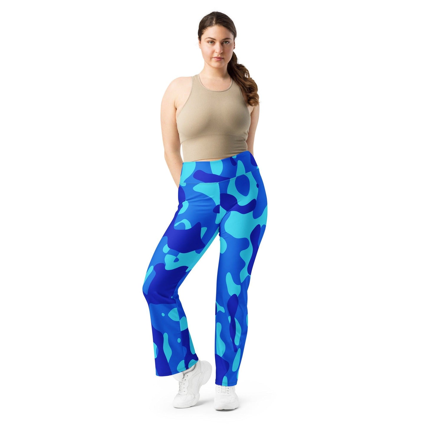 Blue Camouflage High Waist Flare Leggings Flare Leggings 69.99 Blue, Camouflage, Flare, High, Leggings, Waist JLR Design