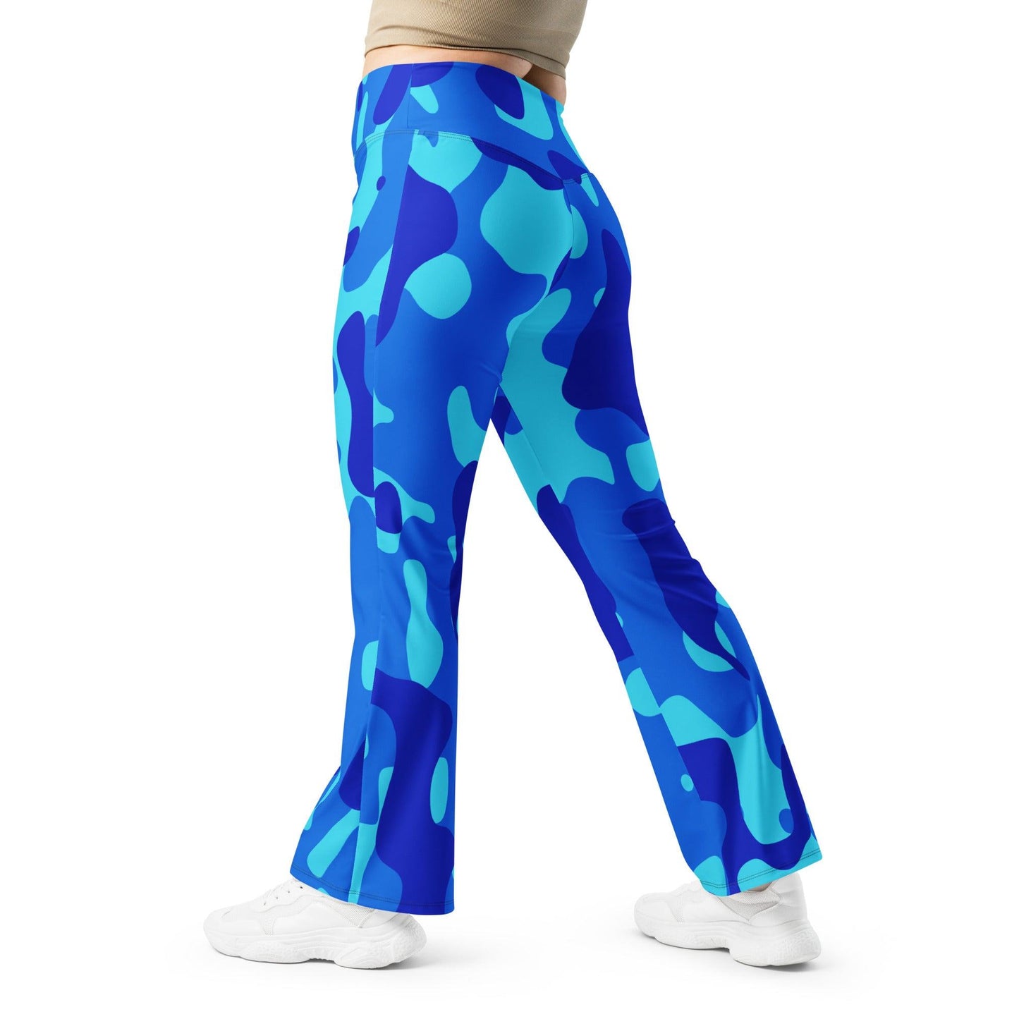 Blue Camouflage High Waist Flare Leggings Flare Leggings 69.99 Blue, Camouflage, Flare, High, Leggings, Waist JLR Design