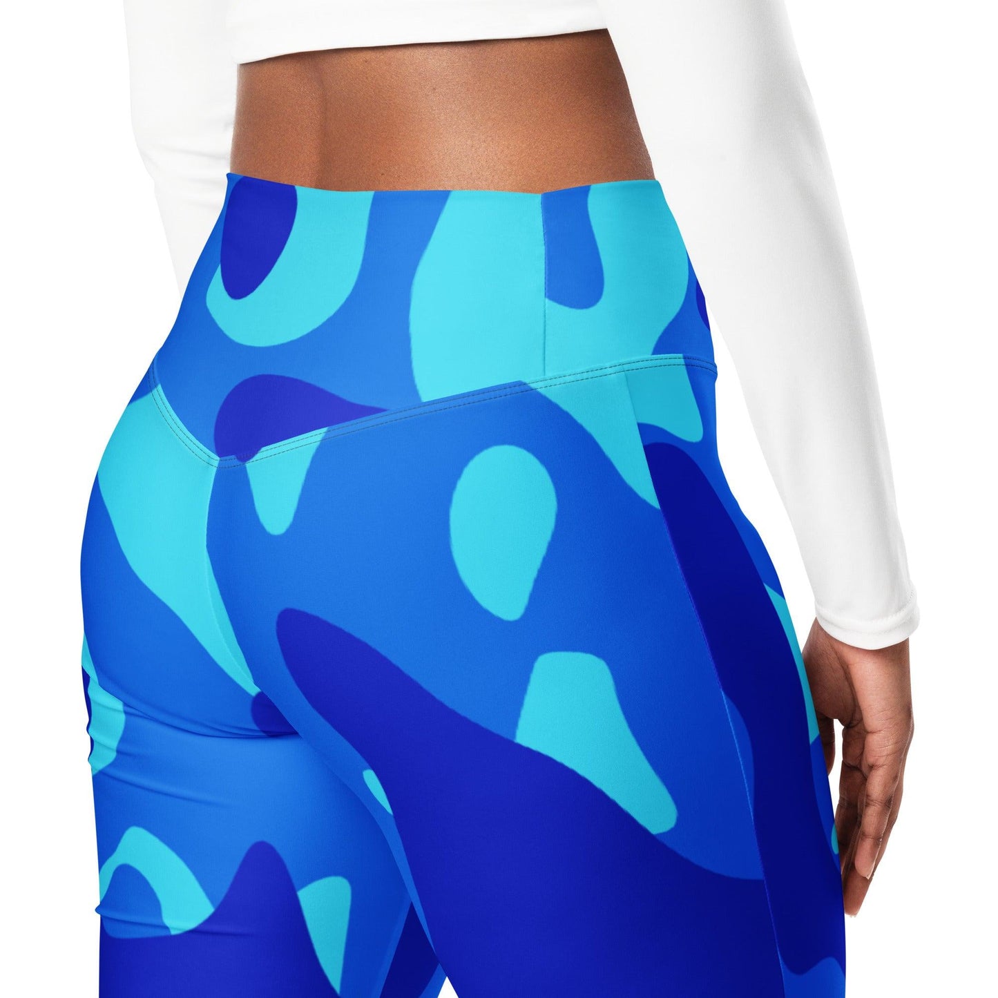 Blue Camouflage High Waist Flare Leggings Flare Leggings 69.99 Blue, Camouflage, Flare, High, Leggings, Waist JLR Design