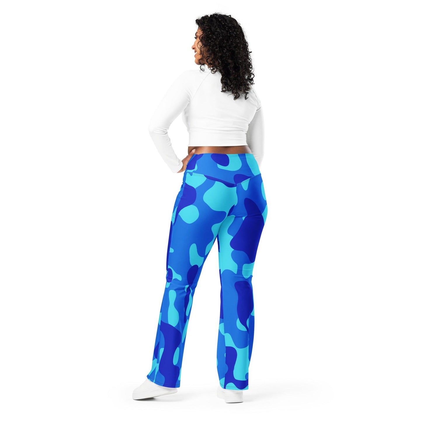 Blue Camouflage High Waist Flare Leggings Flare Leggings 69.99 Blue, Camouflage, Flare, High, Leggings, Waist JLR Design