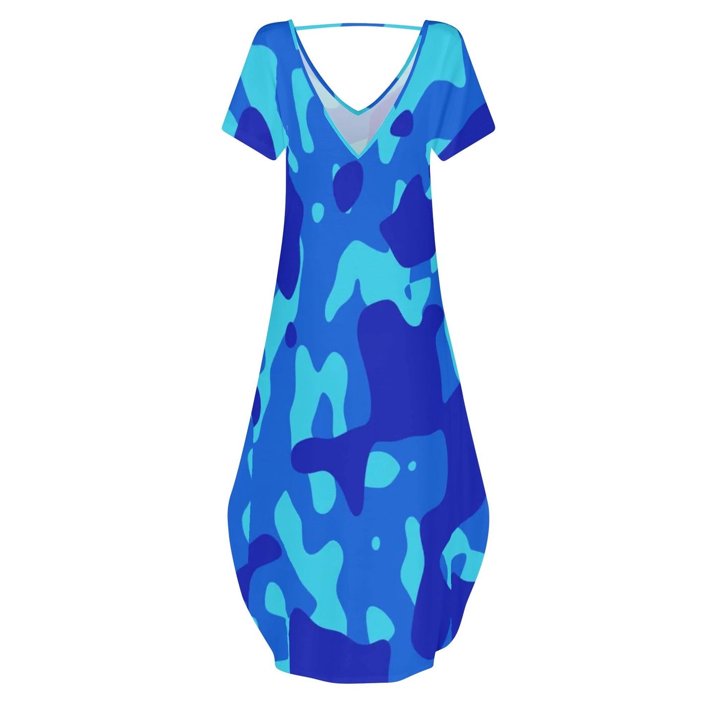 Blue Camouflage kurzärmliges drapiertes Kleid drapiertes Kleid 63.99 Blue, Camouflage, drapiert, kleid, kurzärmlig JLR Design