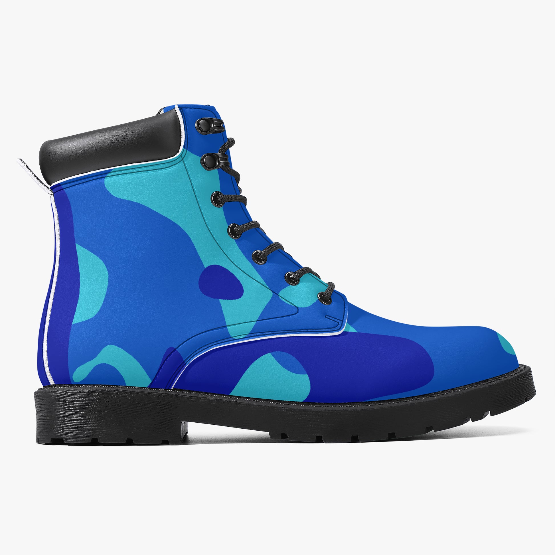Blue Camouflage Leder Boots | Stylische und Warme Winterstiefel Boots JLR Design