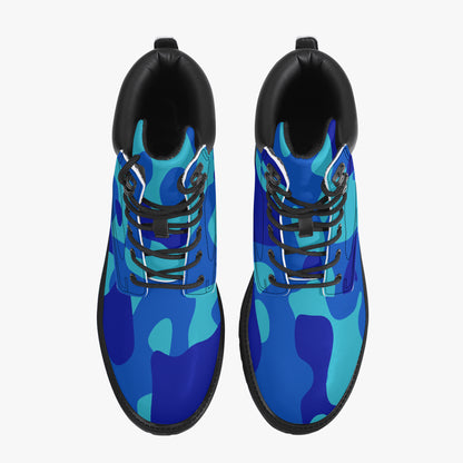 Blue Camouflage Leder Boots | Stylische und Warme Winterstiefel Boots JLR Design