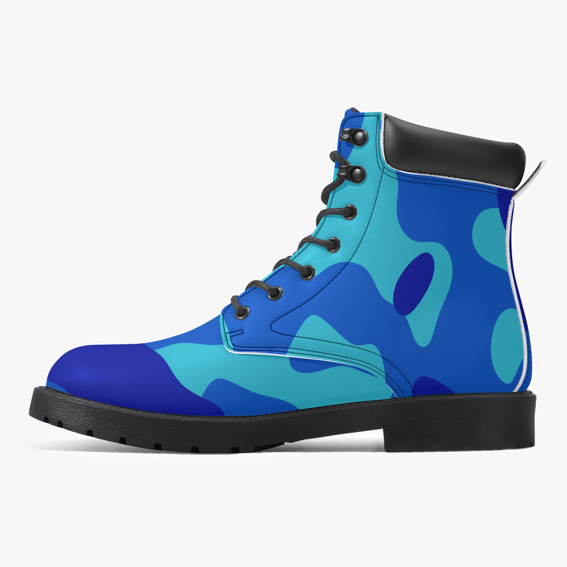 Blue Camouflage Leder Boots | Stylische und Warme Winterstiefel Boots JLR Design