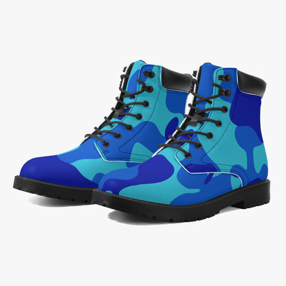 Blue Camouflage Leder Boots | Stylische und Warme Winterstiefel Boots JLR Design