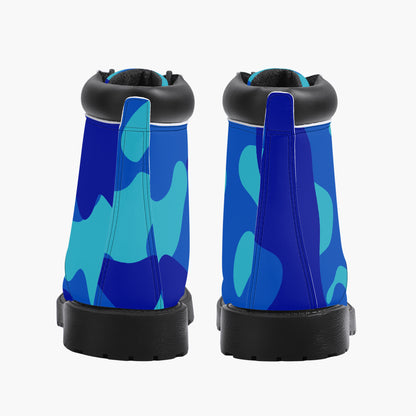 Blue Camouflage Leder Boots | Stylische und Warme Winterstiefel Boots JLR Design