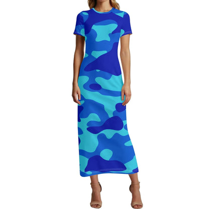 blue-camouflage-short-sleeve-long-dress-long-dress-jlr-design-61817 - JLR Design