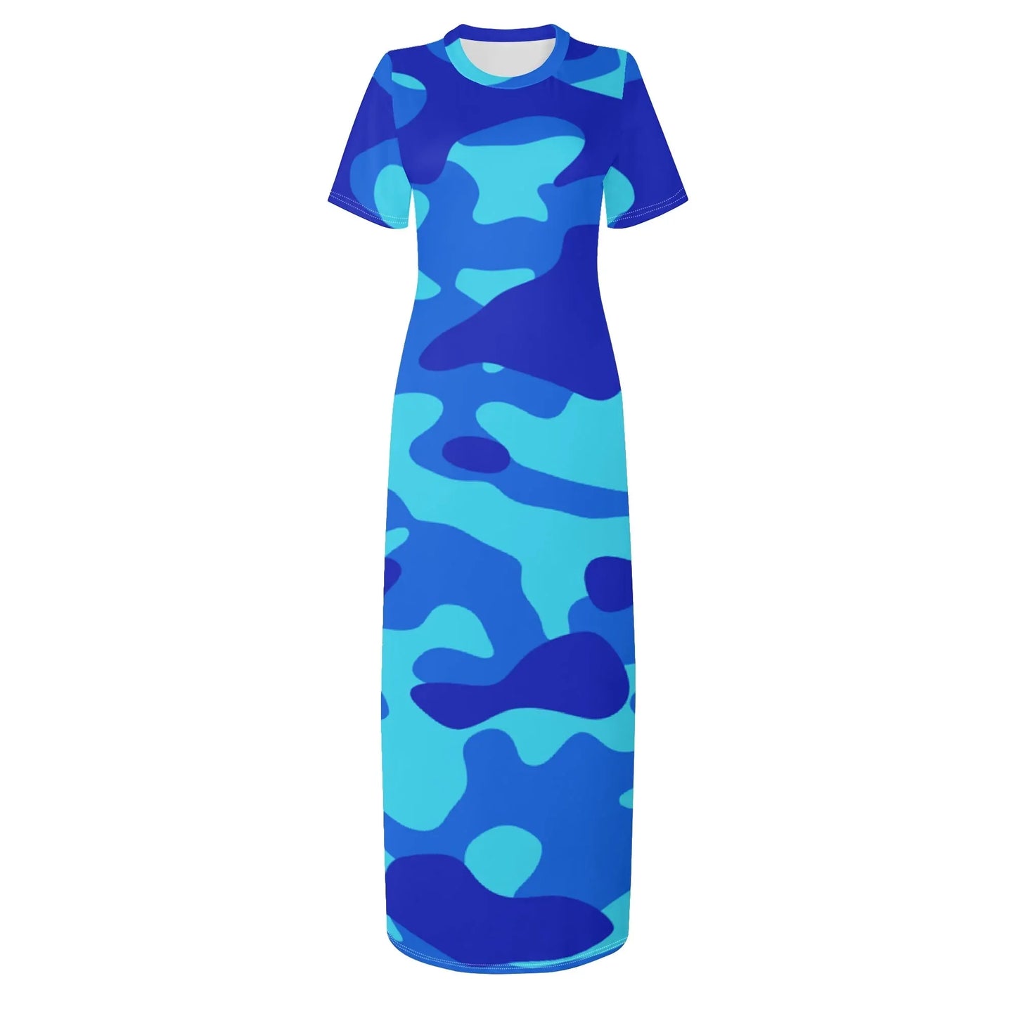 blue-camouflage-short-sleeve-long-dress-long-dress-jlr-design-37449 - JLR Design