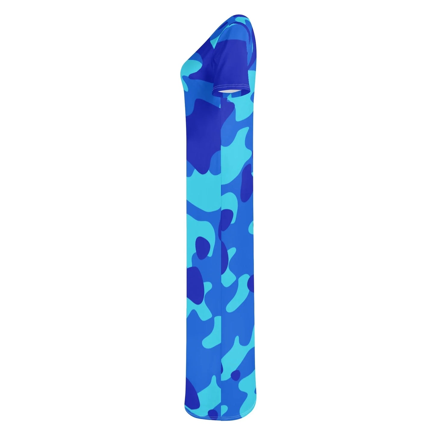 blue-camouflage-short-sleeve-long-dress-long-dress-jlr-design-70265 - JLR Design