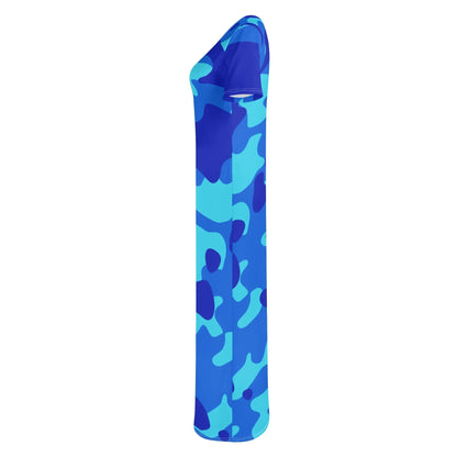 blue-camouflage-short-sleeve-long-dress-long-dress-jlr-design-70265 - JLR Design