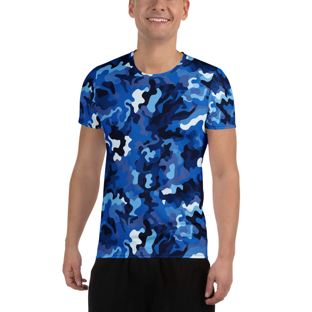 Blue Camouflage v1 Sport-T-Shirt für Herren Sport T-Shirt JLR Design