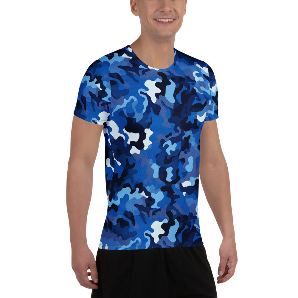 Blue Camouflage v1 Sport-T-Shirt für Herren Sport T-Shirt JLR Design