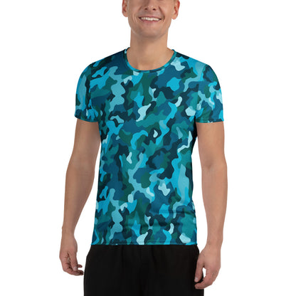 Blue Camouflage v4 Sport-T-Shirt für Herren Sport T-Shirt JLR Design