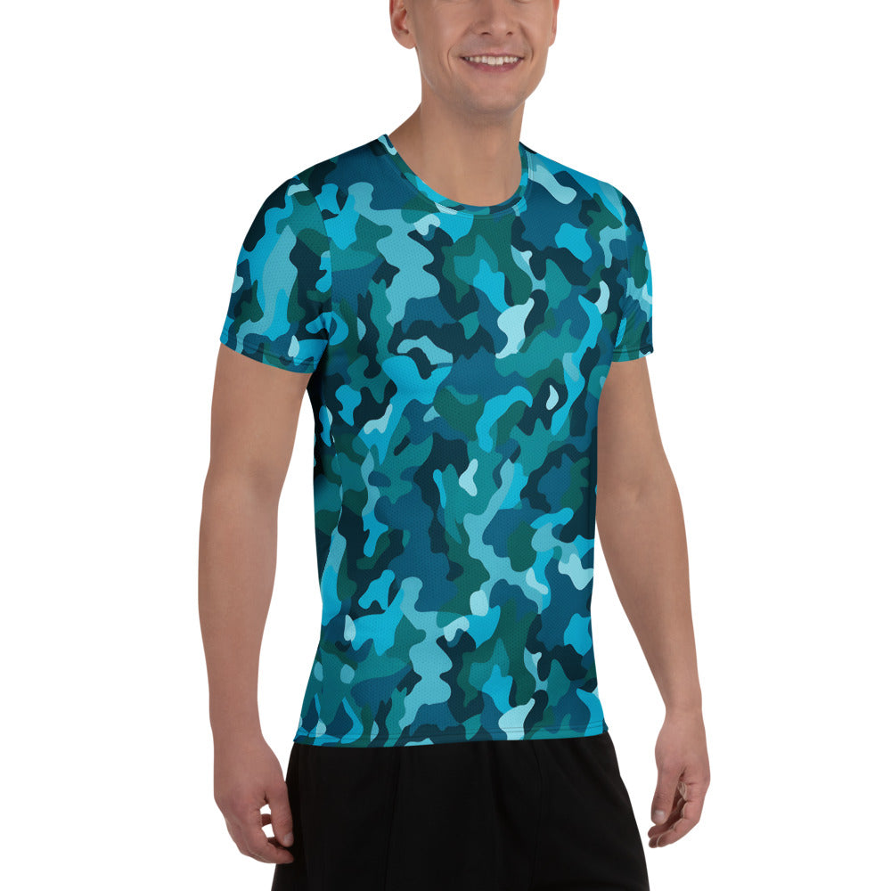 Blue Camouflage v4 Sport-T-Shirt für Herren Sport T-Shirt JLR Design
