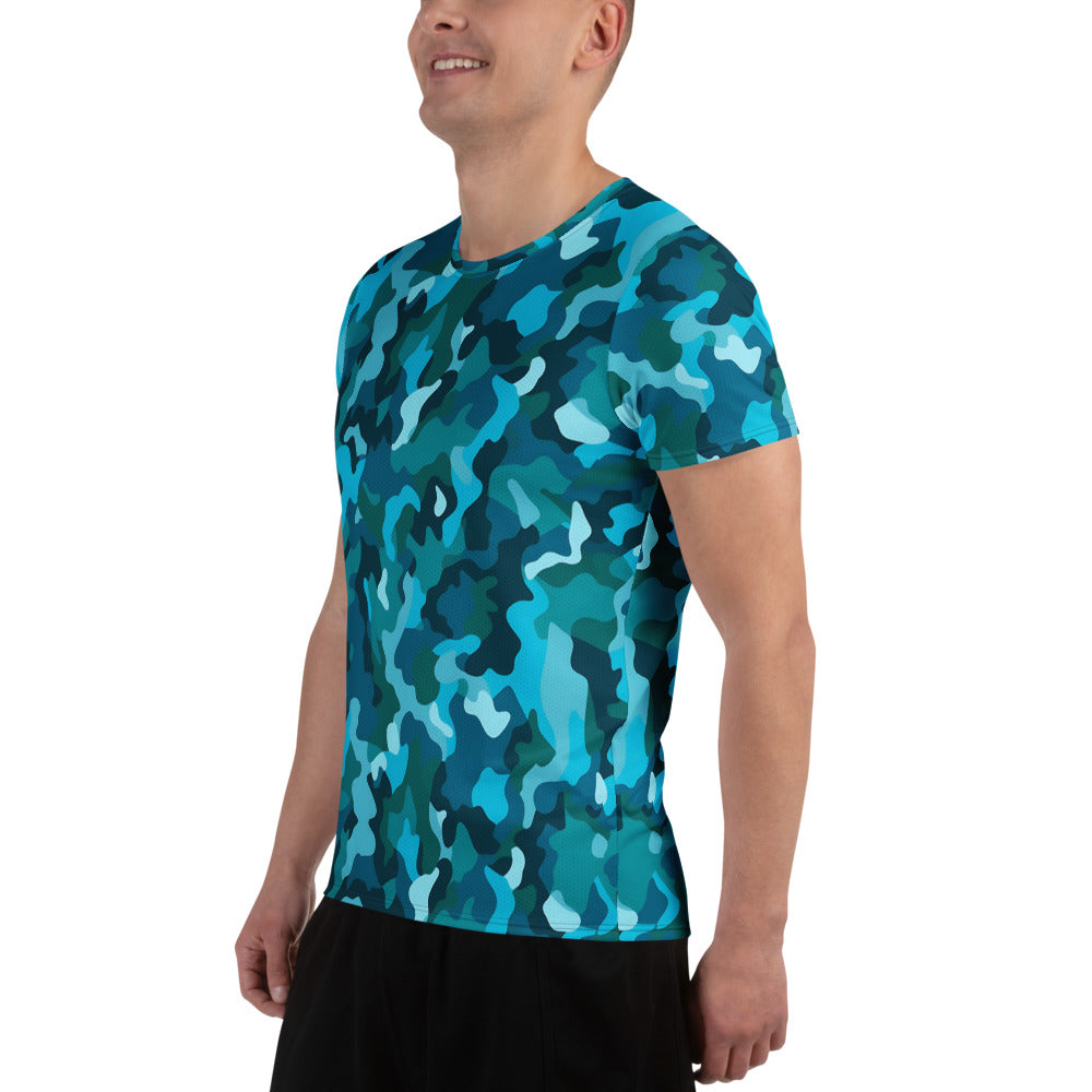 Blue Camouflage v4 Sport-T-Shirt für Herren Sport T-Shirt JLR Design