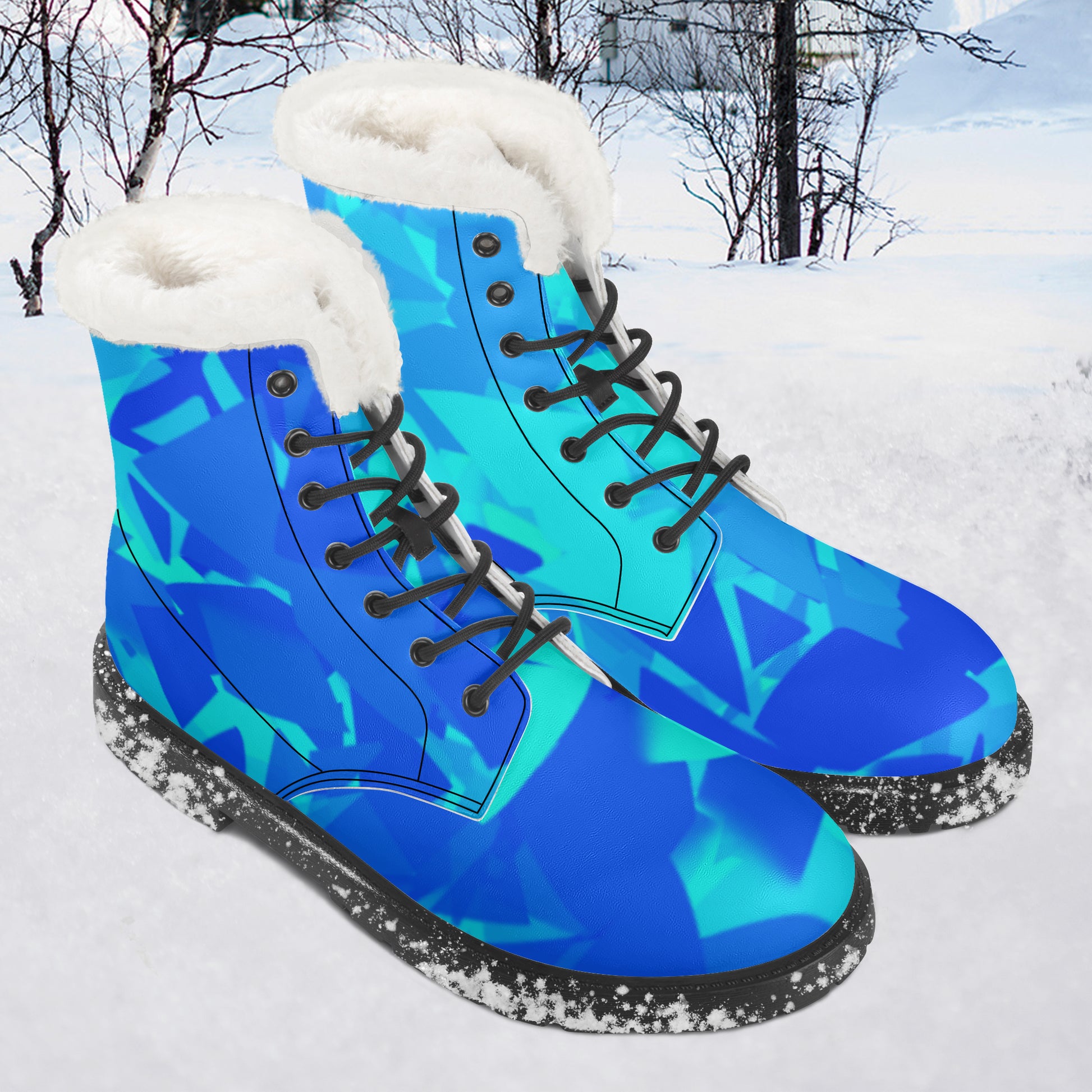 Blue Crystal Faux Fur Leder Boots Boots JLR Design