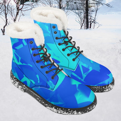Blue Crystal Faux Fur Leder Boots Boots JLR Design