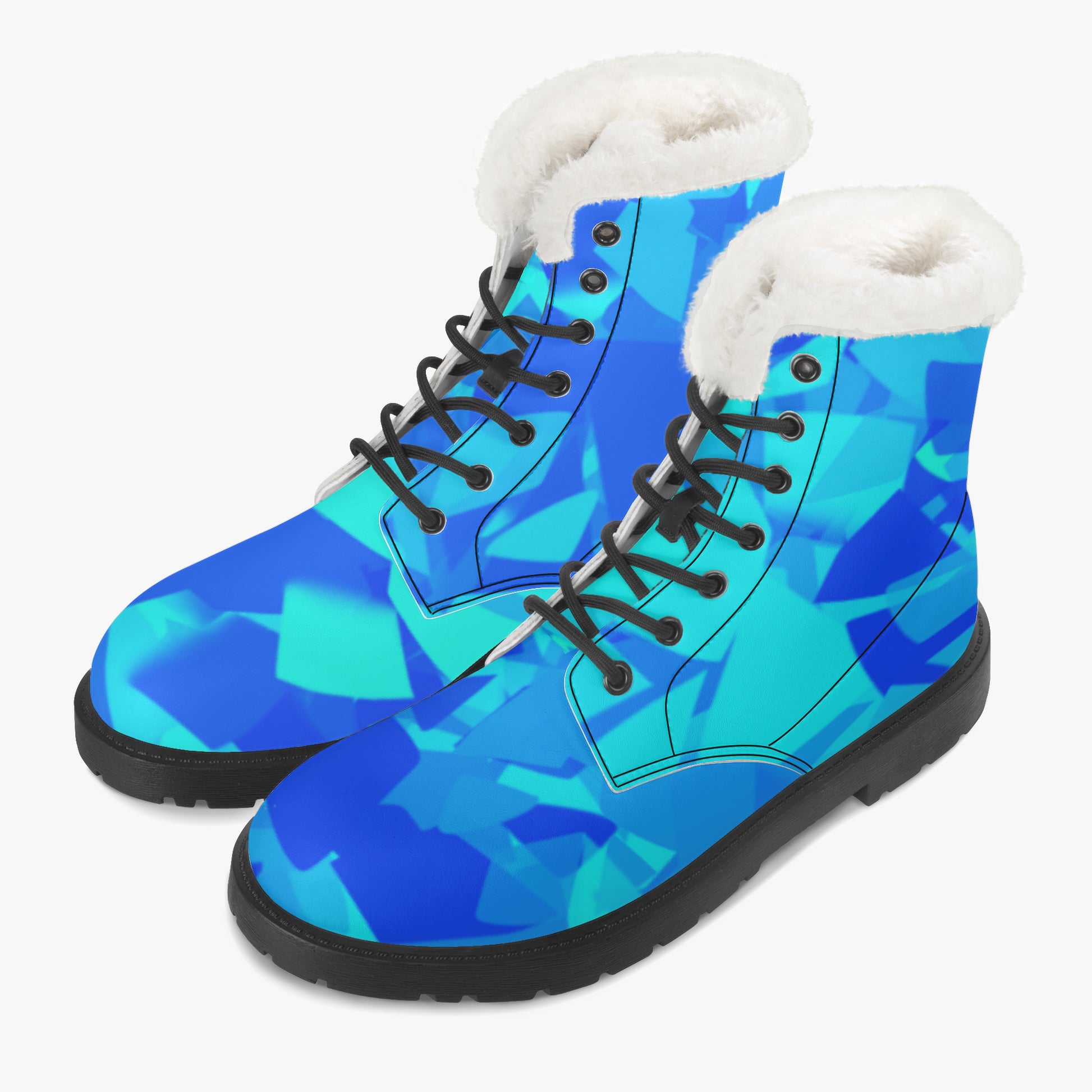 Blue Crystal Faux Fur Leder Boots Boots JLR Design