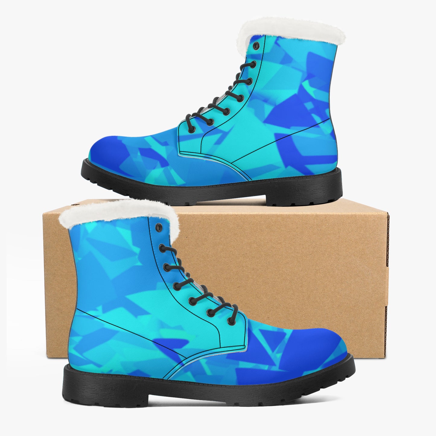 Blue Crystal Faux Fur Leder Boots Boots JLR Design