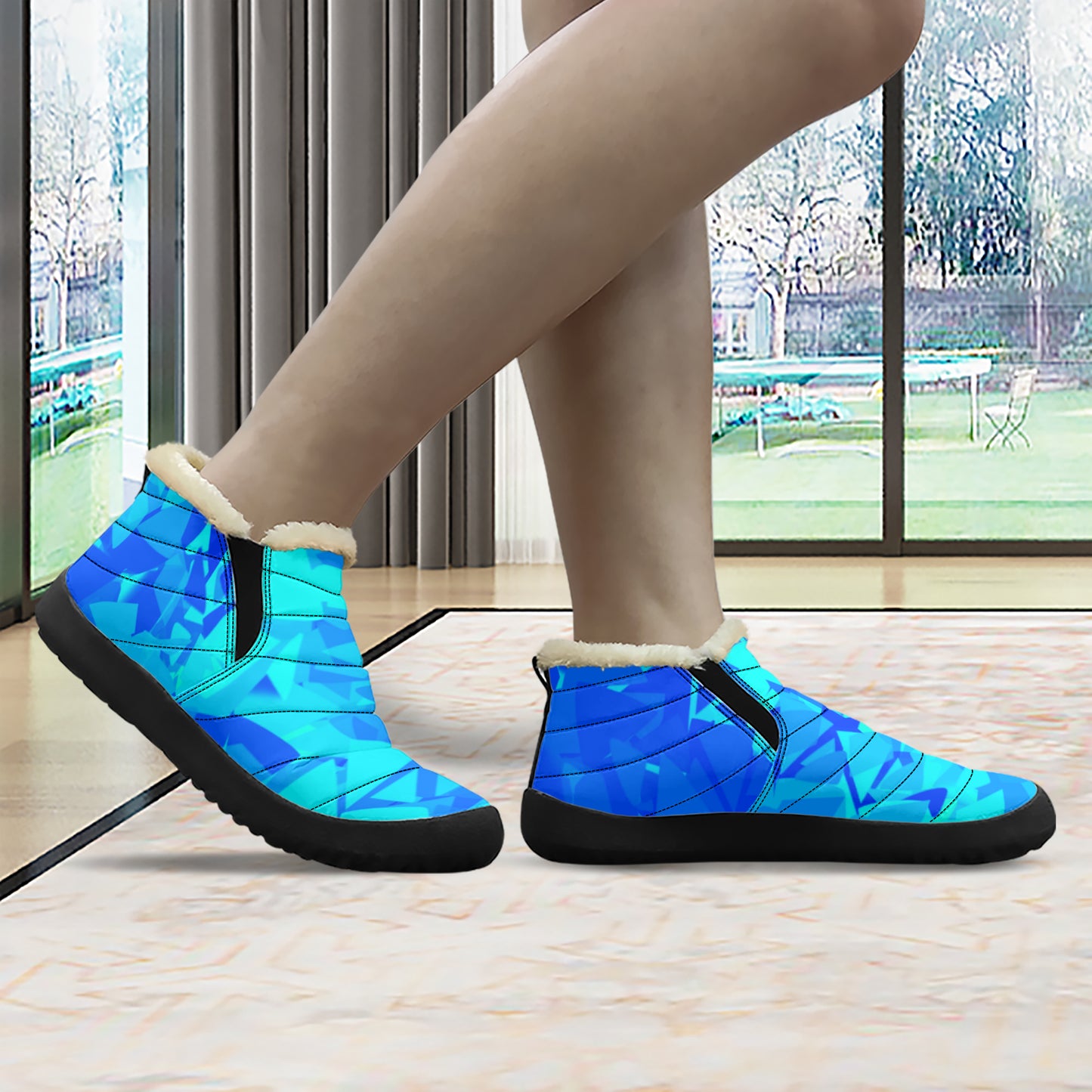 Blue Crystal Faux Fur Slipper Slipper JLR Design