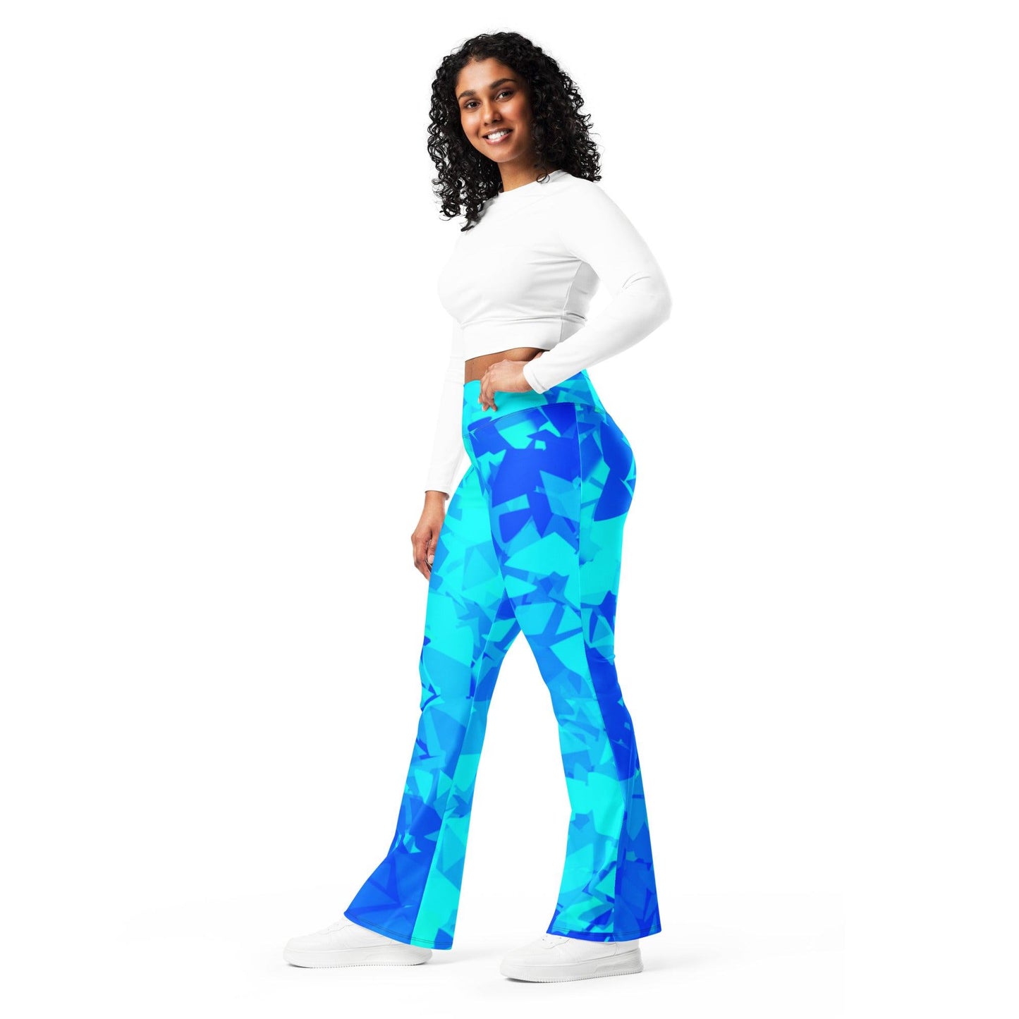 Blue Crystal High Waist Flare Leggings Flare Leggings 69.99 Blue, Crystal, Flare, High, Leggings, Waist JLR Design