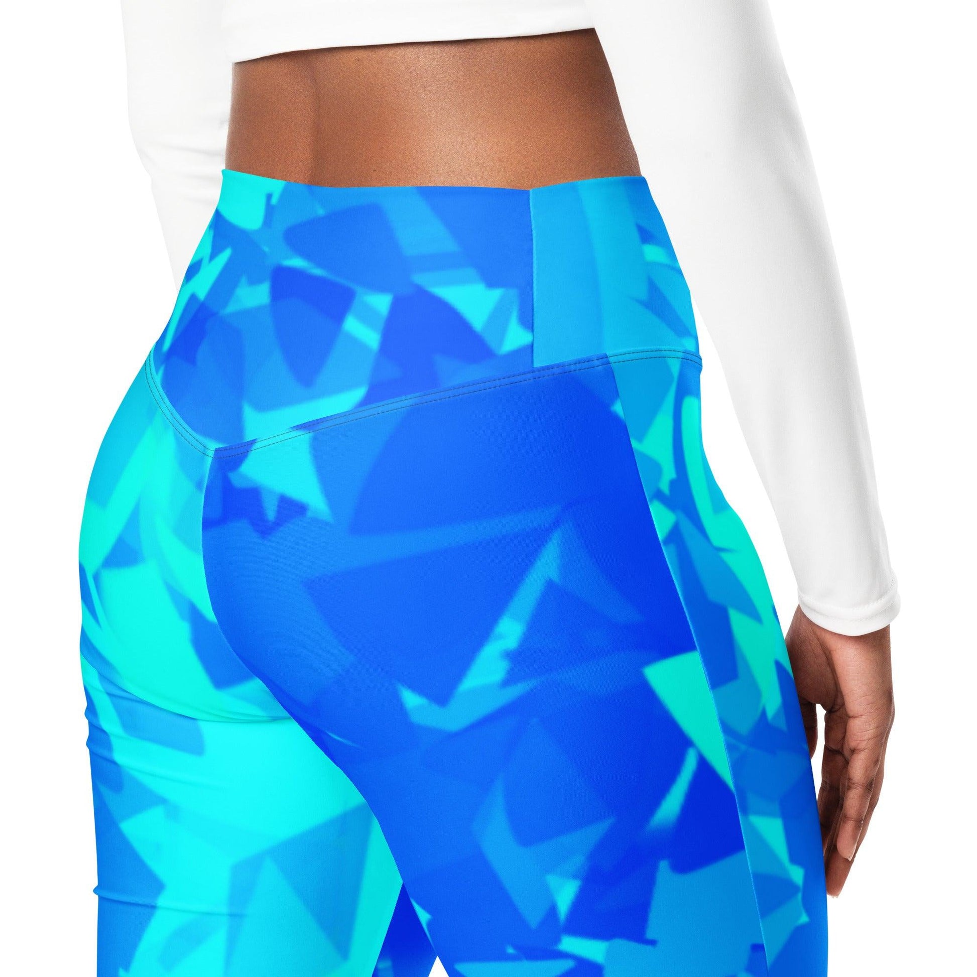 Blue Crystal High Waist Flare Leggings Flare Leggings 69.99 Blue, Crystal, Flare, High, Leggings, Waist JLR Design