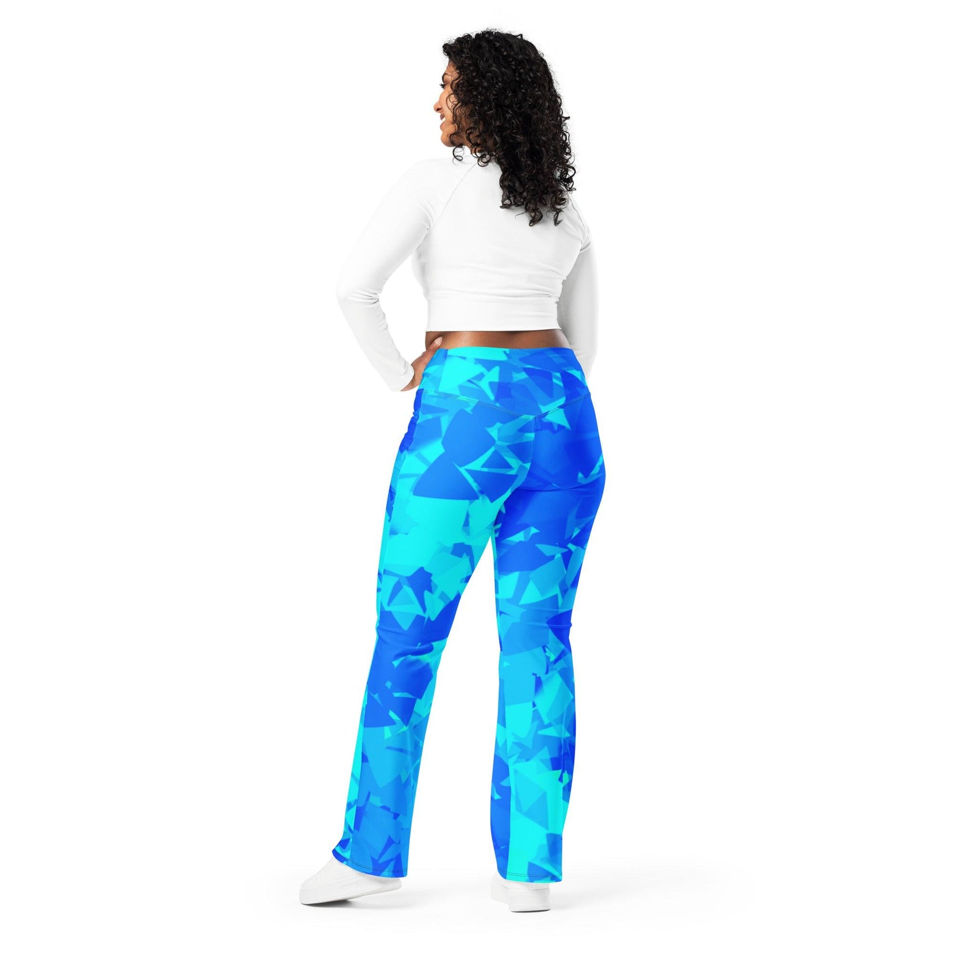 Blue Crystal High Waist Flare Leggings Flare Leggings 69.99 Blue, Crystal, Flare, High, Leggings, Waist JLR Design