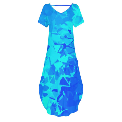 Blue Crystal kurzärmliges drapiertes Kleid drapiertes Kleid 63.99 Blue, Crystal, darpiert, kleid, kurzärmlig JLR Design