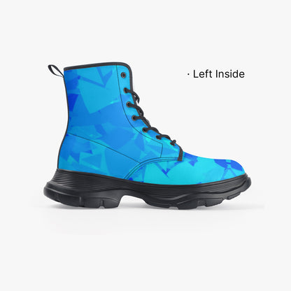 Blue Crystal Leather Chunky Boots Boots JLR Design