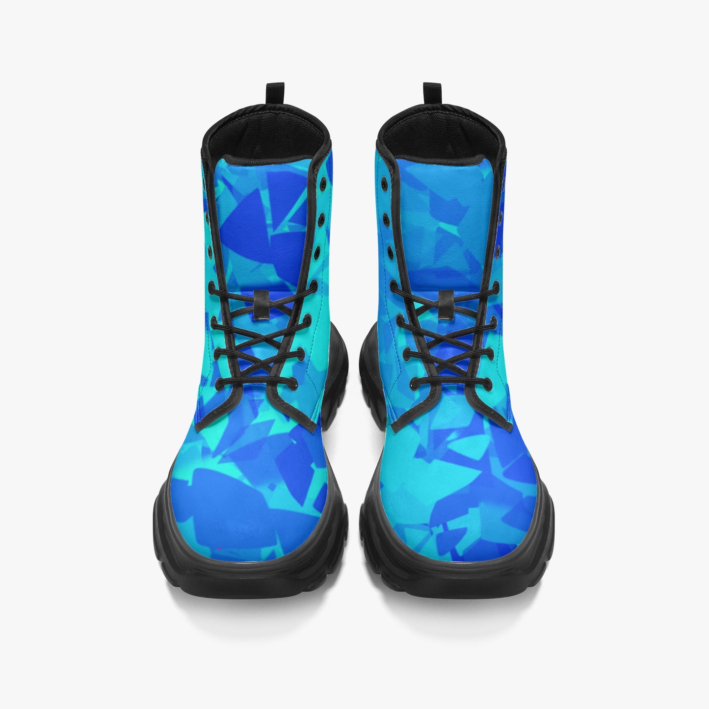 Blue Crystal Leather Chunky Boots Boots JLR Design