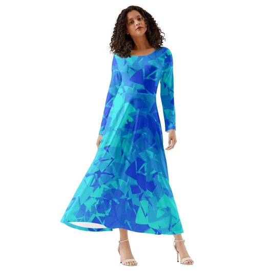 Blue Crystal Long Sleeve Dress Long Sleeve Dress 69.99 Blue, Crystal, Dress, Long, Sleeve JLR Design