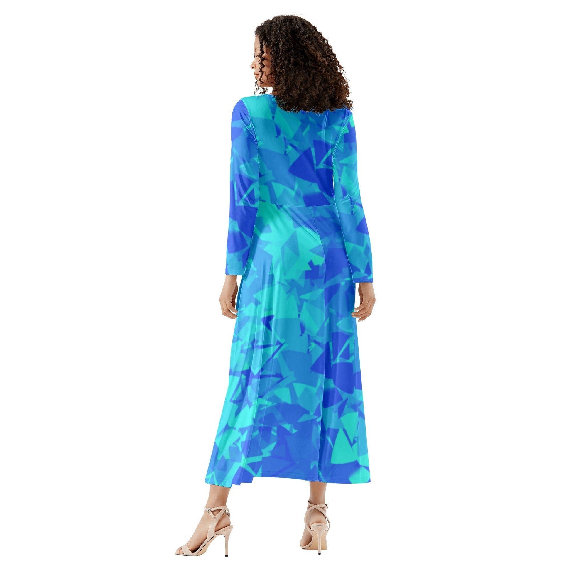 Blue Crystal Long Sleeve Dress Long Sleeve Dress 69.99 Blue, Crystal, Dress, Long, Sleeve JLR Design