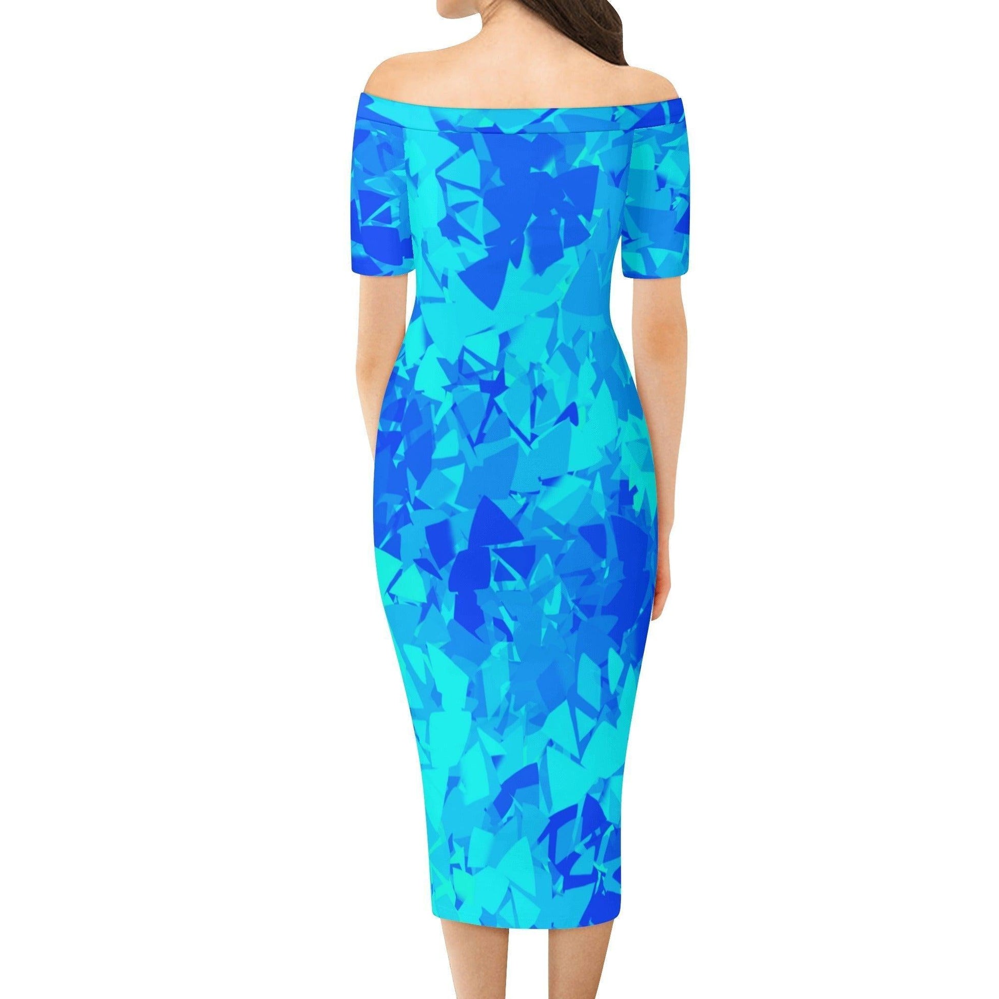 Blue Crystal Off-Shoulder-Kleid -- Blue Crystal Off-Shoulder-Kleid - undefined Off-Shoulder-Kleid | JLR Design