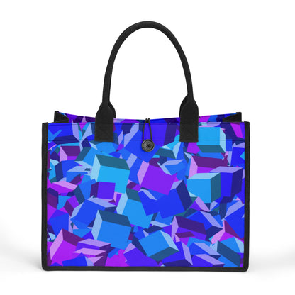 Blue Cube Canvas Shopper Tasche Einkaufstasche JLR Design