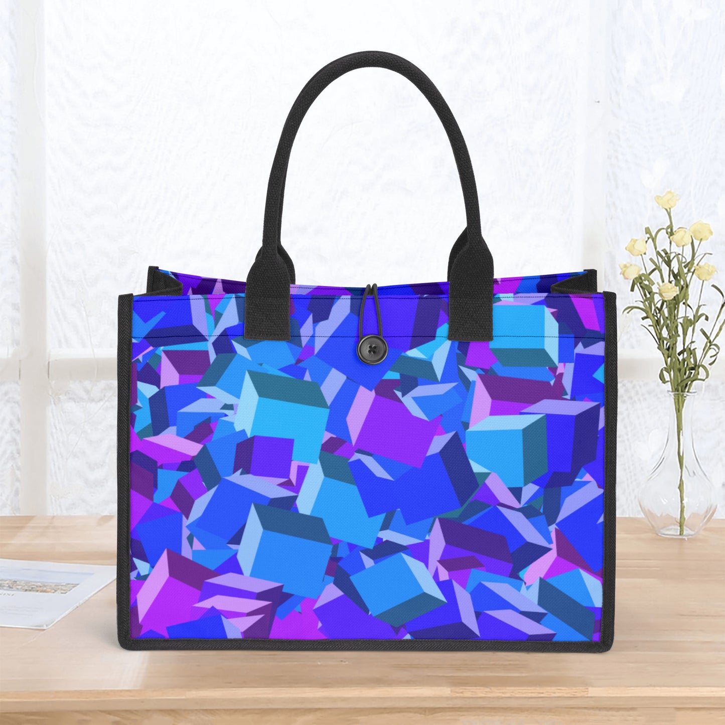 Blue Cube Canvas Shopper Tasche Einkaufstasche JLR Design