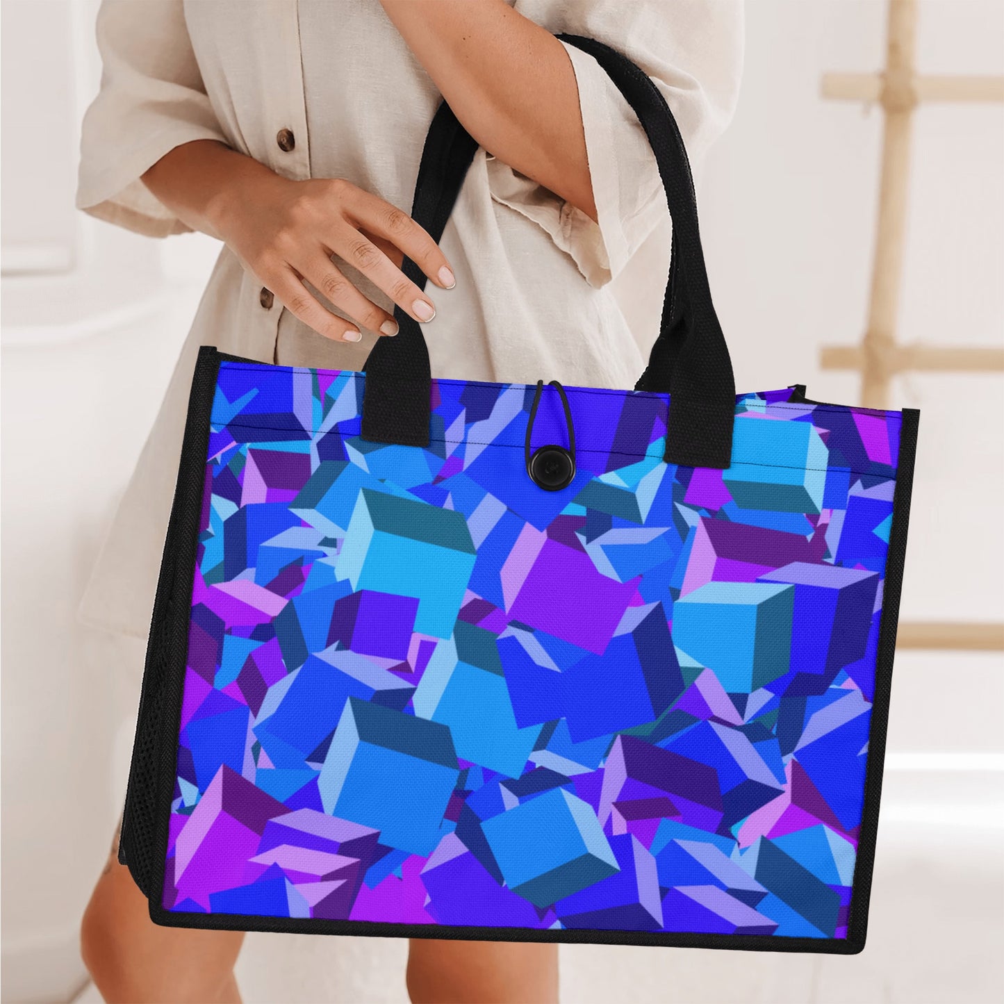 Blue Cube Canvas Shopper Tasche Einkaufstasche JLR Design